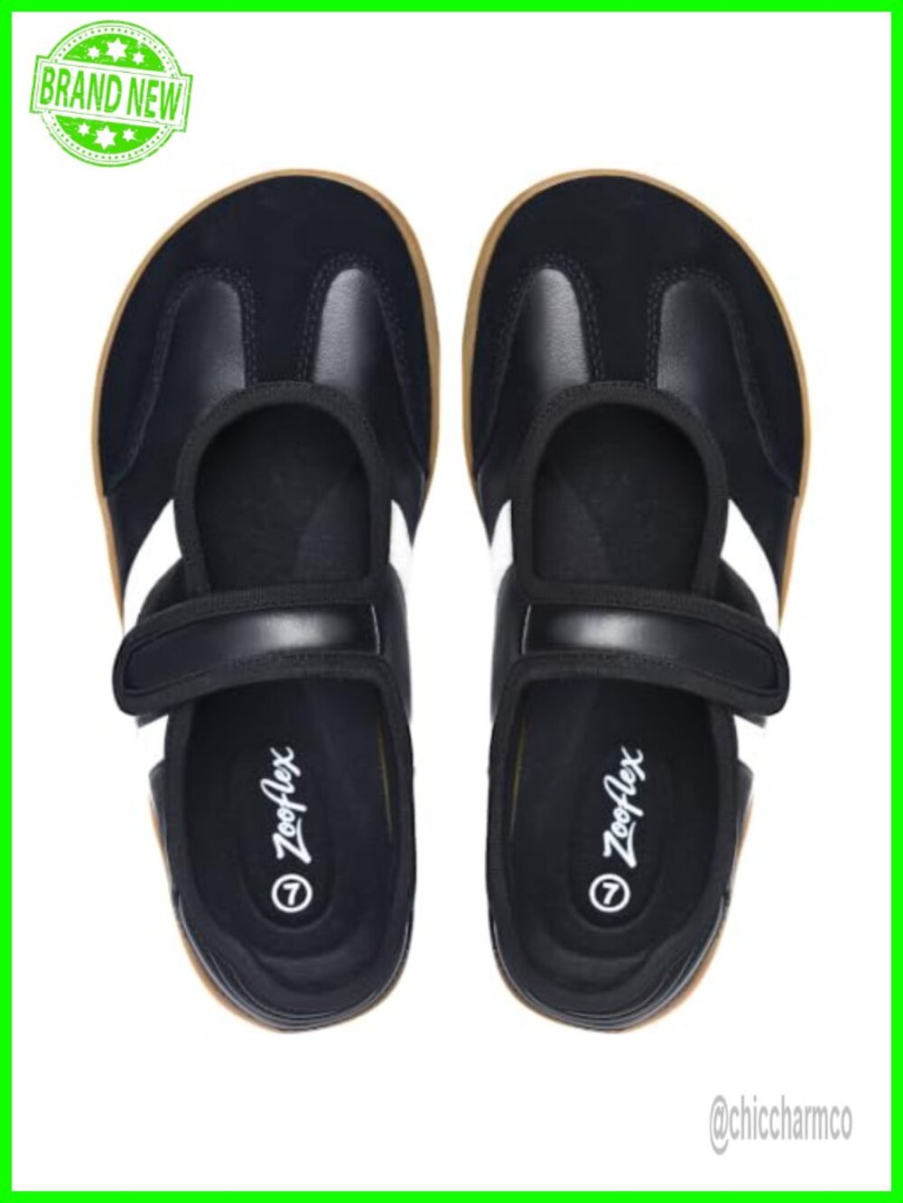 Wide Toe Box Mary Jane Sneakers Flat Hook & Loop Comfort Walking Shoes